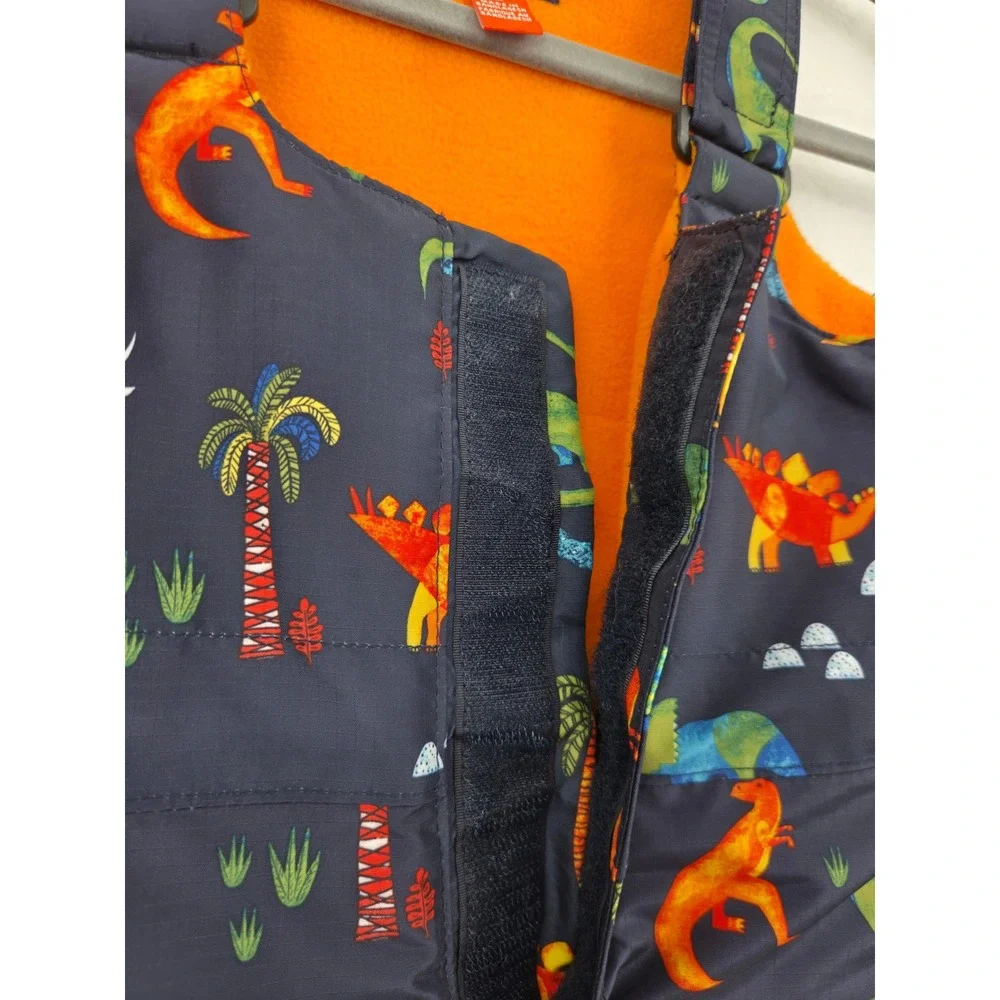 The Childrens Place Kids Dinosaur Print Snow Bib Overalls Navy Blue 18-24M T-Rex